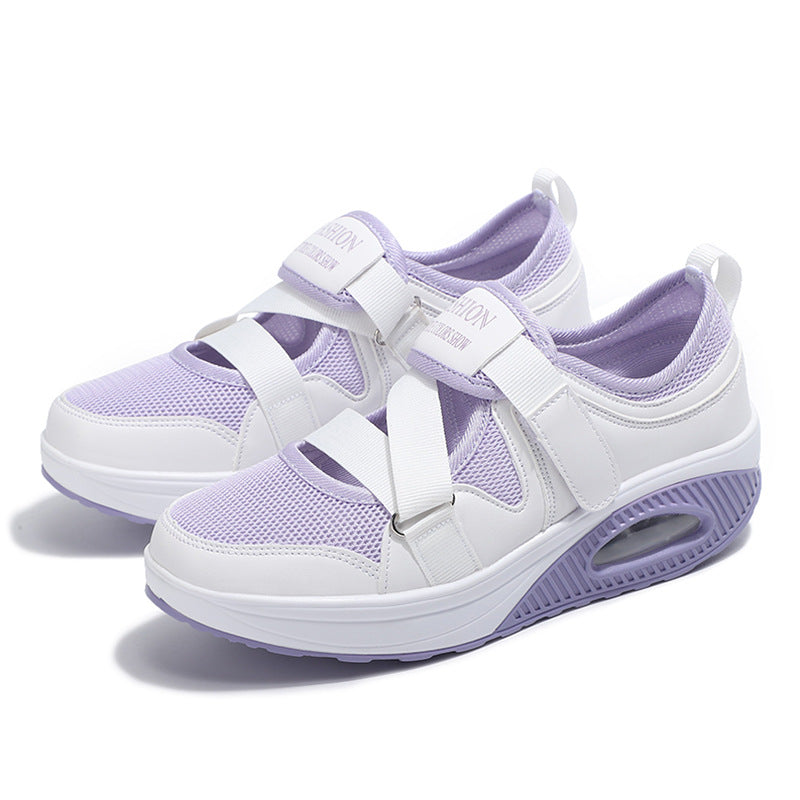 Damen Atmungsaktive Fitness-Sneaker mit elastischen Riemen und dämpfender Sohle