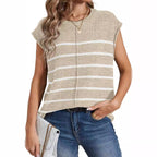 Damen lässiges Stricktop mit modischem Streifenmuster