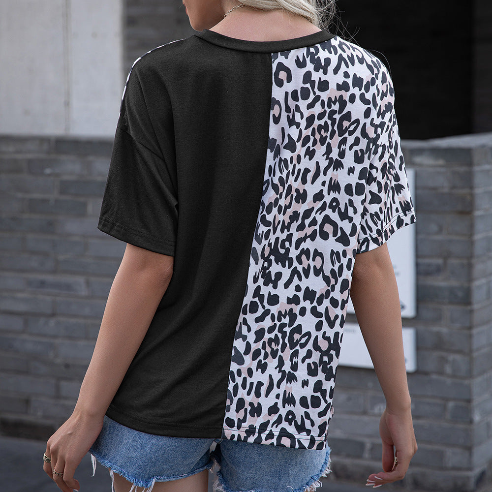 Damen modernes T-Shirt mit Leopardenmuster und lässigem Schnitt R&B