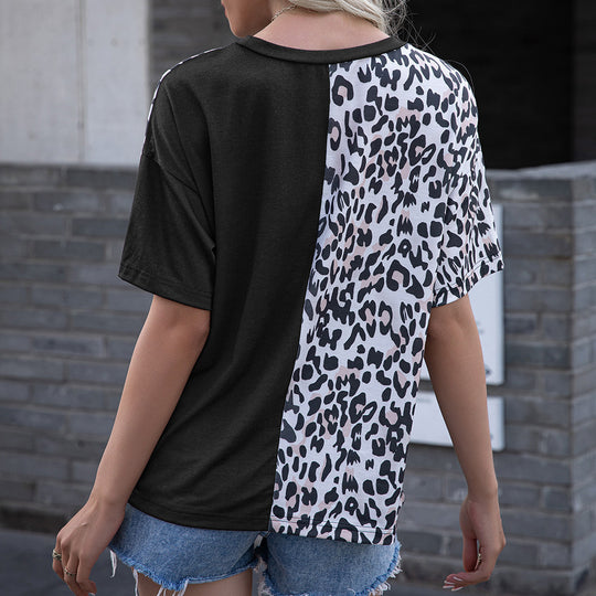 Damen modernes T-Shirt mit Leopardenmuster und lässigem Schnitt R&B