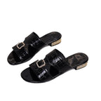 Damen Modische Slide-Sandalen mit elegantem Riemen und kunstlederner Oberflächenstruktur