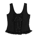 Damen Korsett-Oberteil mit Rüschendetails und Satinbändern R&B