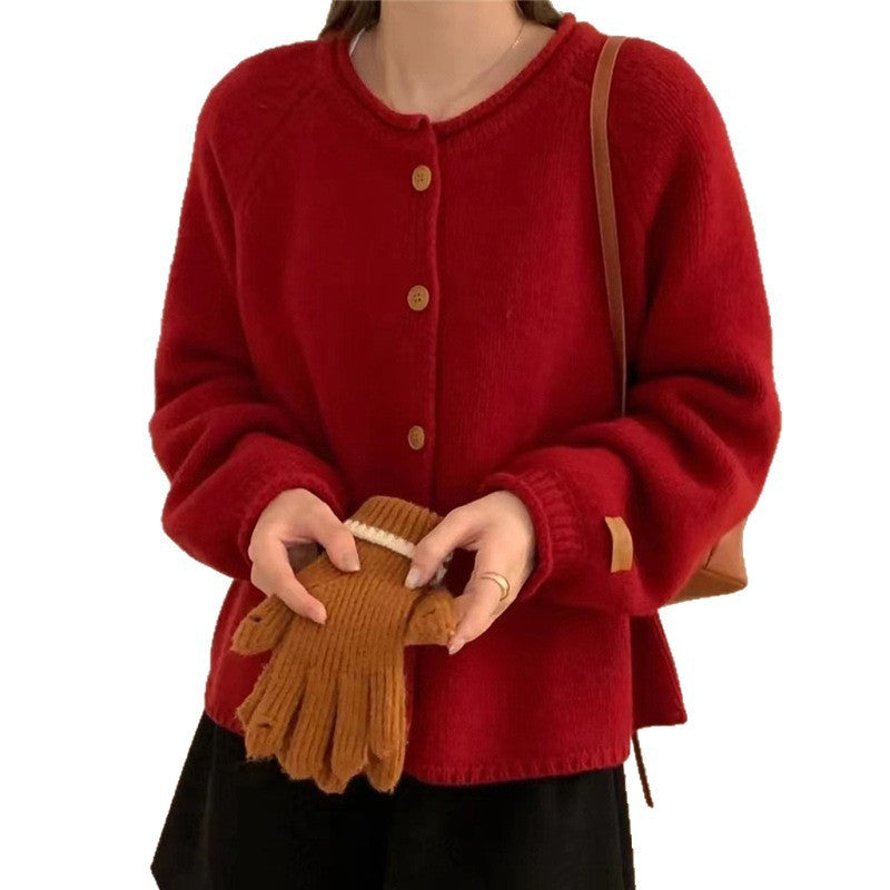 Damen Strickjacke mit asymmetrischem Schnitt und großzügigen Ballonärmeln R&B