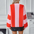 Damen Strickpullover mit innovativem Blockstreifen-Design und lässigem Schnitt