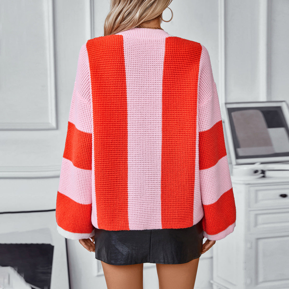 Damen Strickpullover mit innovativem Blockstreifen-Design und lässigem Schnitt
