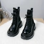 Damen Fashion-Stiefeletten mit hohem Blockabsatz und robustem Sohlenprofil