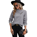 Damen eleganter Pullover mit asymmetrischem Ausschnitt und Knopfdetails R&B