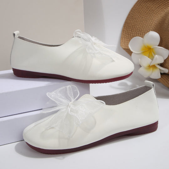 Damen elegante Ballerinas mit grosser Schleifenapplikation und weichem Innenfutter R&B