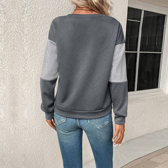 Damen gestreiftes Sweatshirt mit modischem Farbblockdesign R&B
