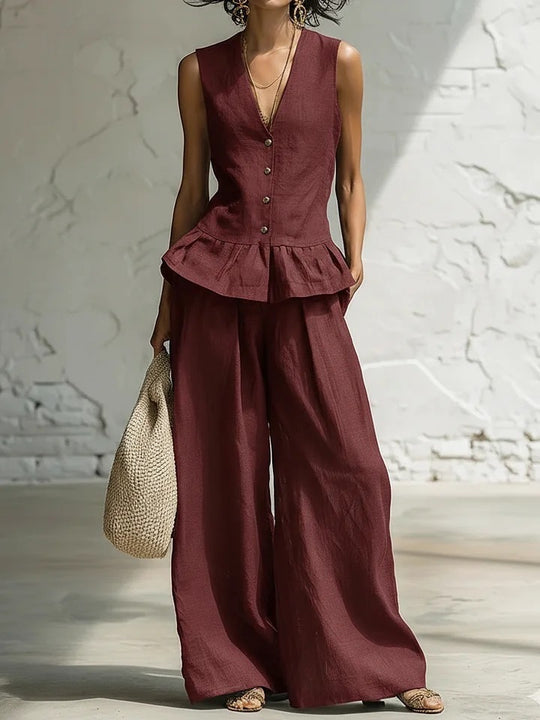Damen lässiger Jumpsuit mit peplum Schnitt und Knopfdetails R&B