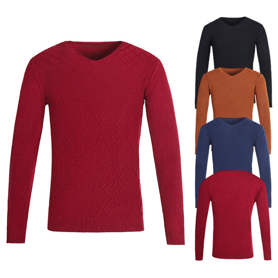 Herren V-Ausschnitt Pullover mit Strukturmuster R&B