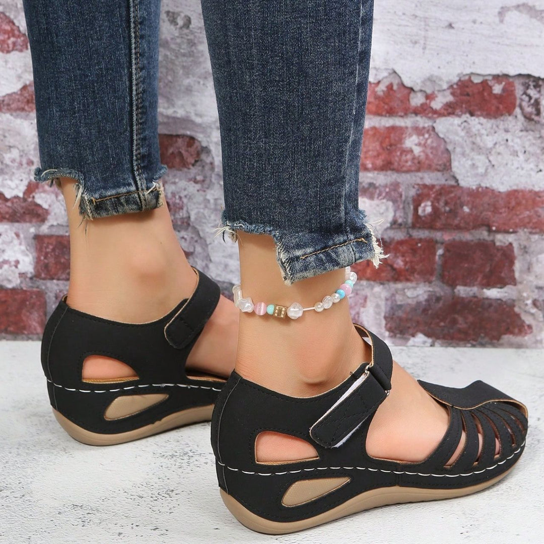 Damen komfortable Riemchensandalen mit anatomischem Fußbett R&B