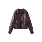 Damen modische Kunstlederjacke mit raffinierter Passform R&B