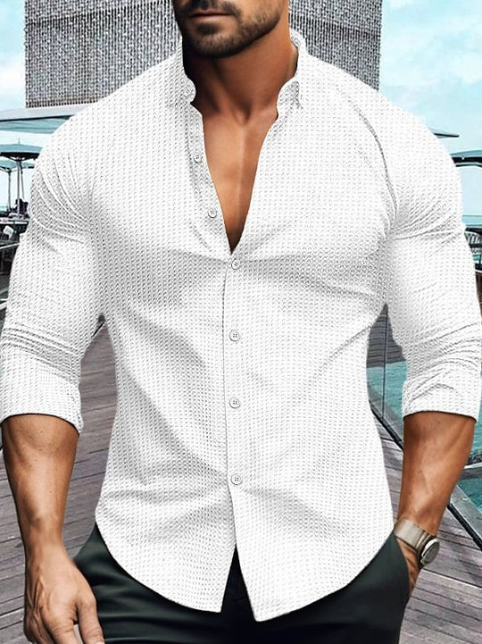 Herren elegantes Langarmhemd mit strukturiertem Muster R&B