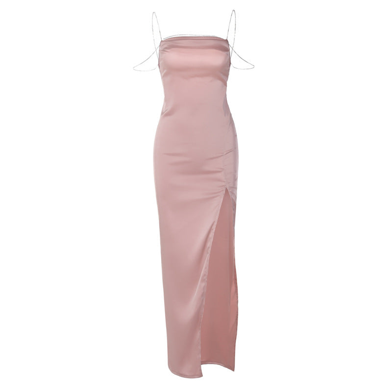Damen Elegantes Maxikleid mit verführerischem Schlitz und trägerlosem Design R&B