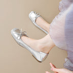 Damen Ballerinas mit schimmerndem Schleifenakzent