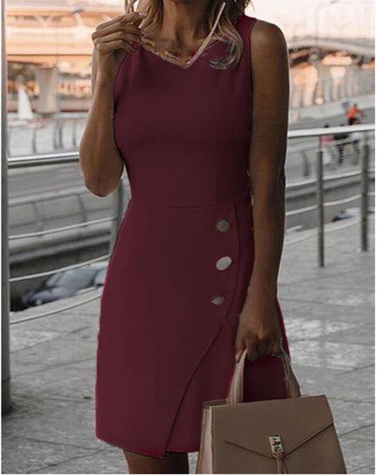 Damen Elegantes Etui-Kleid mit Knopfdetail R&B