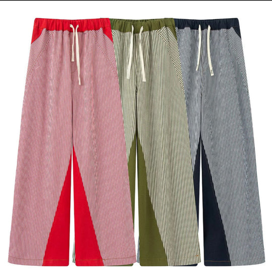 Damen Elegante und lässige Palazzohose mit gestreiftem Design R&B