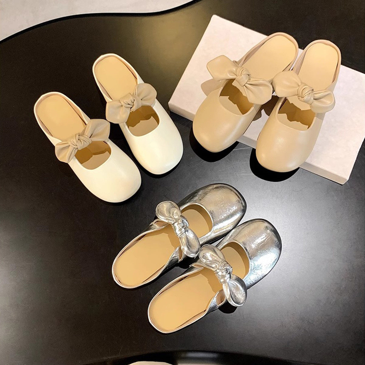 Damen Slip-On Mules mit modischem Schleifendetail