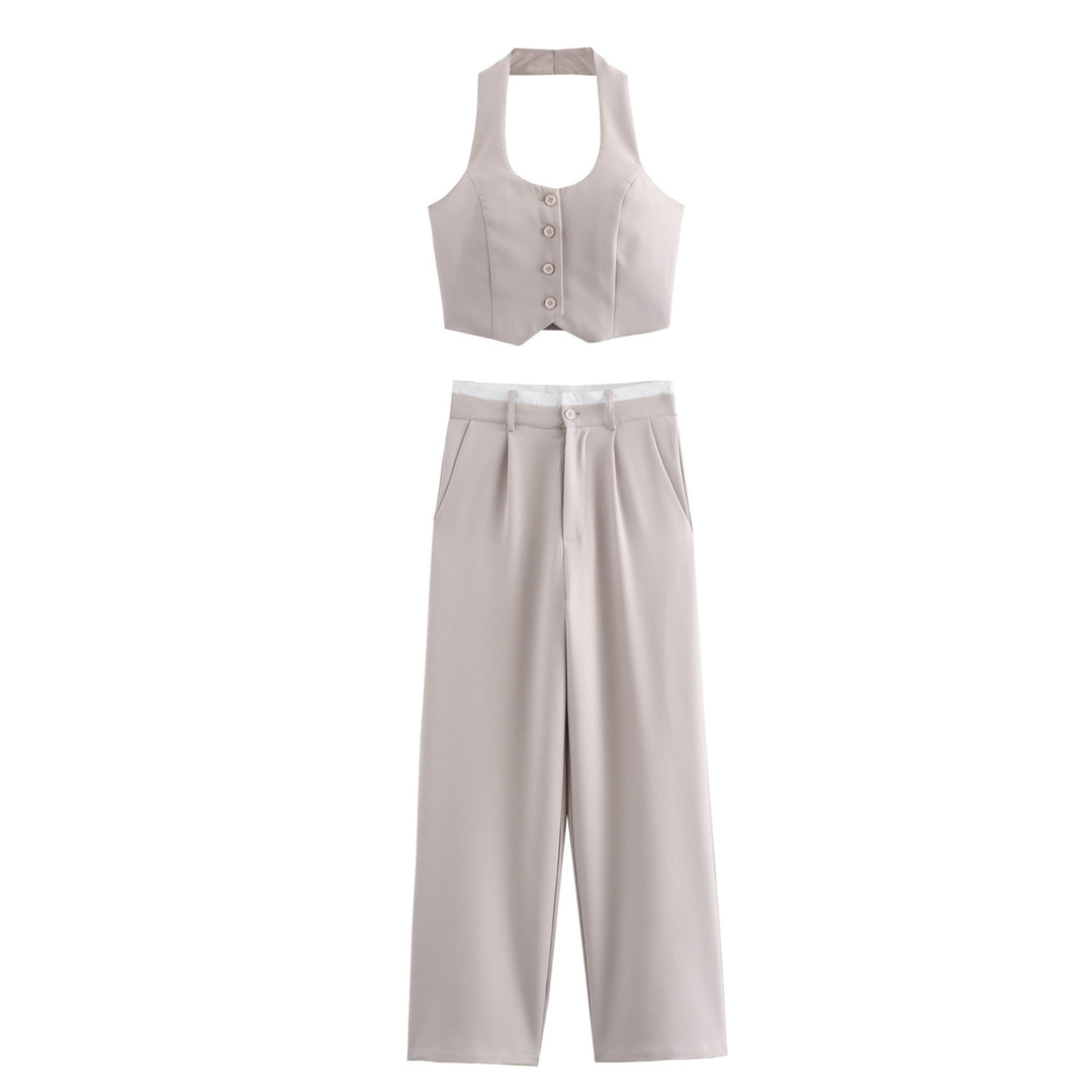 Damen weit geschnittene Lounge-Hose mit elastischem Bund und seitlichen Taschen R&B