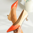 Damen Elegante Pumps mit spitzem Zehenbereich und glänzendem Finish R&B