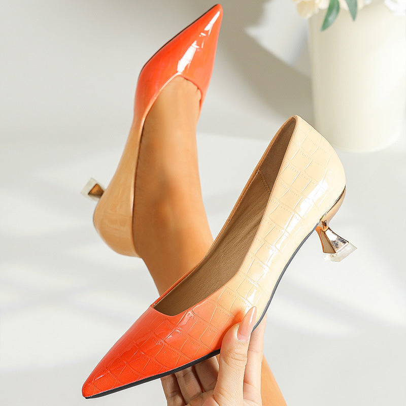 Damen Elegante Pumps mit spitzem Zehenbereich und glänzendem Finish R&B