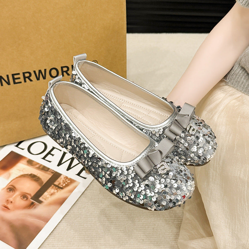 Damen Ballerinas mit Glitzer und Schleife von EB