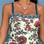 Damen Tankini-Set mit floralen Akzenten und unterstützendem Schnitt