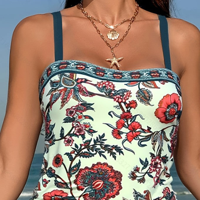 Damen Tankini-Set mit floralen Akzenten und unterstützendem Schnitt