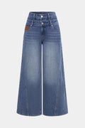 Damen modische High-Waist Jeans mit weitem Bein
