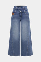Damen modische High-Waist Jeans mit weitem Bein