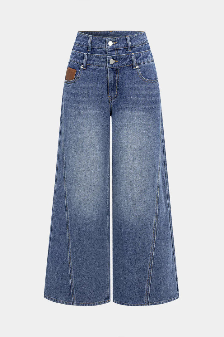 Damen modische High-Waist Jeans mit weitem Bein