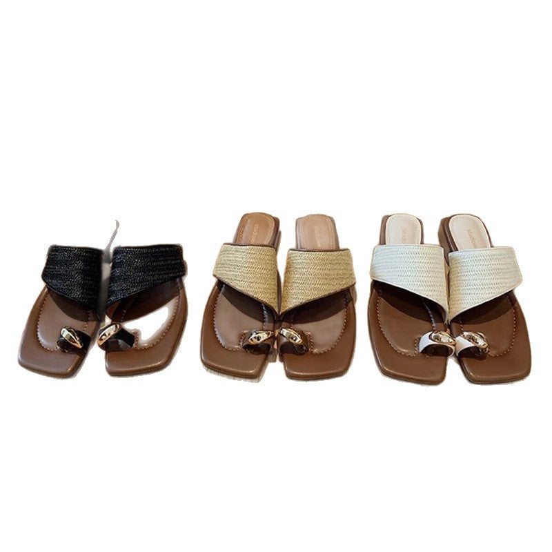 Damen Riemensandalen mit eleganter Bast-Optik und modischem Design