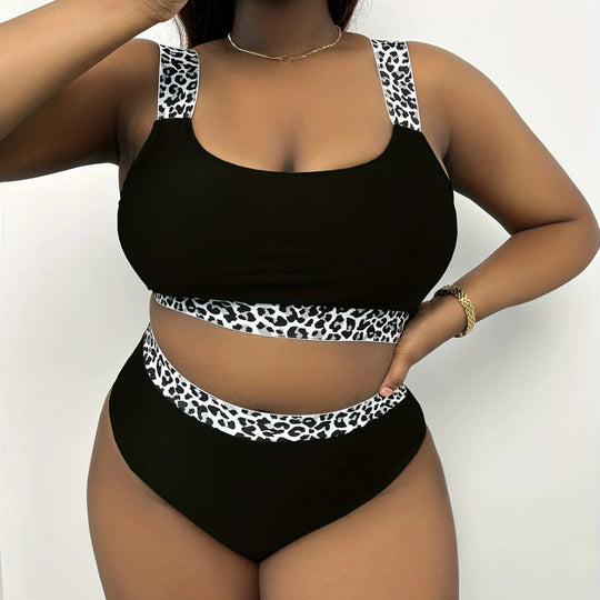 Damen Hochgeschnittenes Bikini-Set mit trendigem Tiermuster R&B