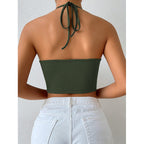 Damen Cropped Top mit tiefem V-Ausschnitt und Schnüroptik R&B