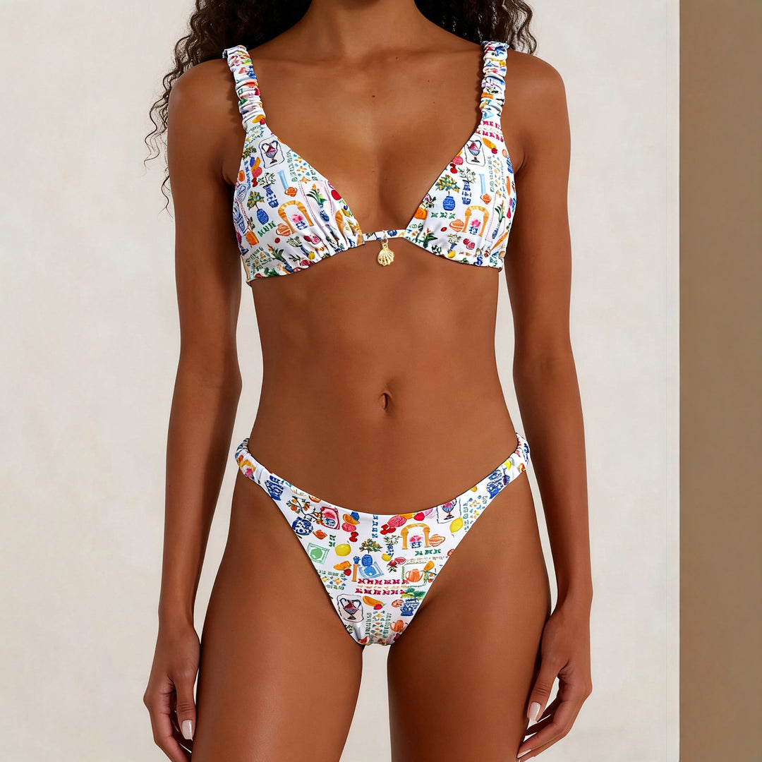 Damen Triangel-Bikini mit dekorativen Rüschen R&B