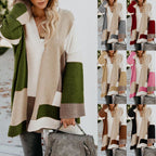 Damen lässige Strickjacke mit modischem Streifenmuster R&B