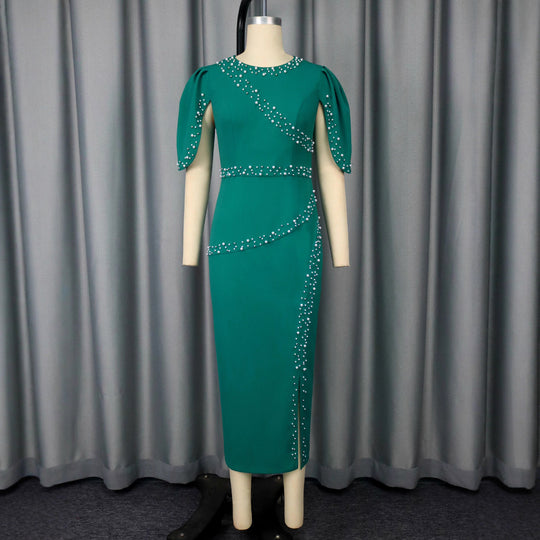 Damen elegantes Abendkleid mit glitzernden Akzenten und seitlichem Schlitz R&B