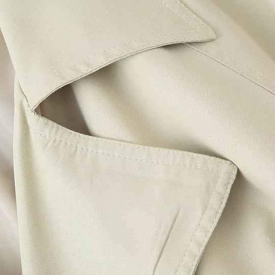 Damen lässige Trenchjacke mit praktischer Bindeschlaufe und elegantem Revers R&B