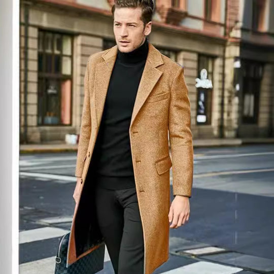 Herren eleganter und moderner Langmantel mit strukturiertem Obermaterial R&B