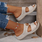 Damen Komfortable Clogs mit modischen Perforationen und geschmücktem Riemen R&B