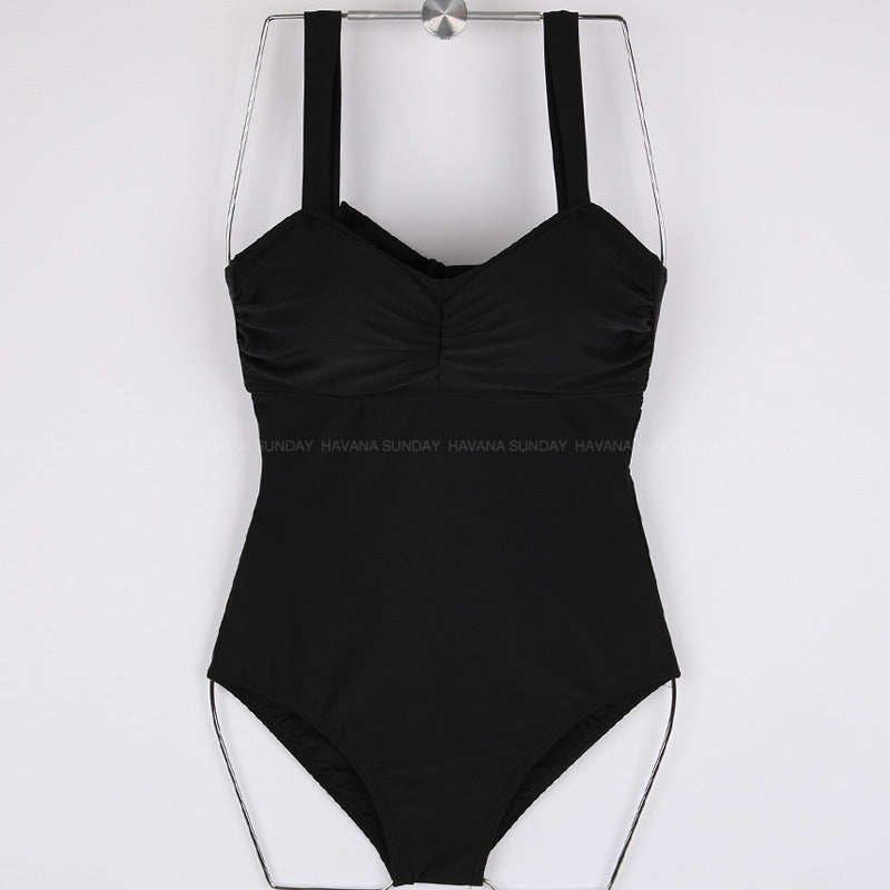 Damen Einteiler Badeanzug mit elegantem Rüschendesign und verstellbaren Trägern R&B