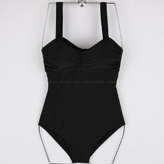 Damen Einteiler Badeanzug mit elegantem Rüschendesign und verstellbaren Trägern R&B