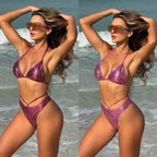Damen Glitzerndes Triangel-Bikini-Set mit raffinierten Trägern R&B