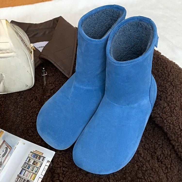 Damen warme Hausschuhstiefel mit flauschigem Innenfutter und hochwertiger Wildlederoberfläche R&B