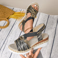 Damen Wedge-Sandalen mit R&Brnen Riemendesign und elegantem Zierelement R&B