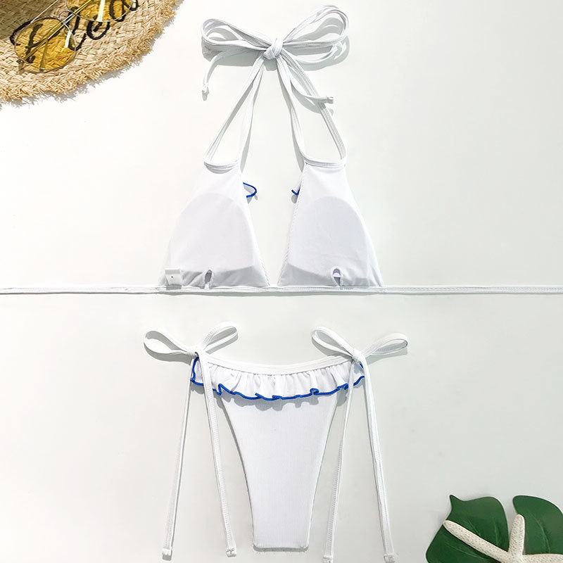 Damen Triangel-Bikini mit Rüschen und einzigartigem Schnitt R&B
