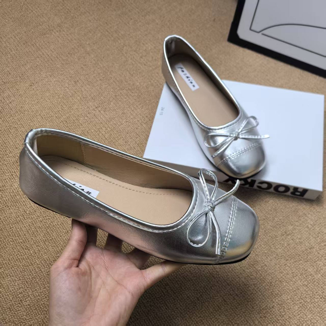 Damen Ballerinas mit elegantem Glanz und verspieltem Schleifendetail R&B