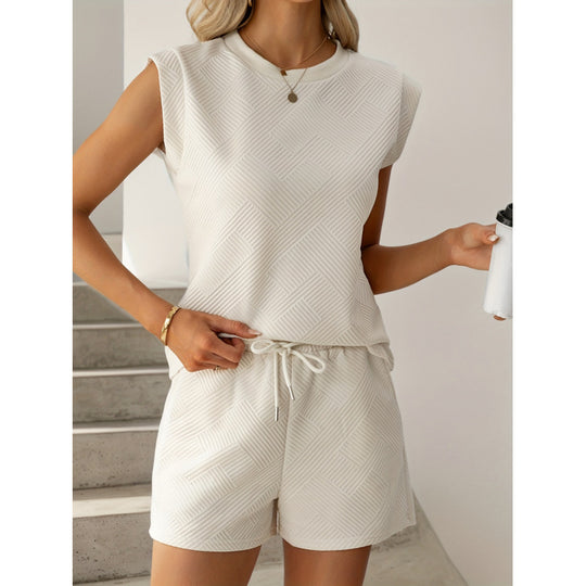 Damen Kurzarm-Overall mit Rüschendetails und Bindegürtel R&B