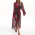 Damen Transparenter Strandkimono mit floralen Mustern R&B